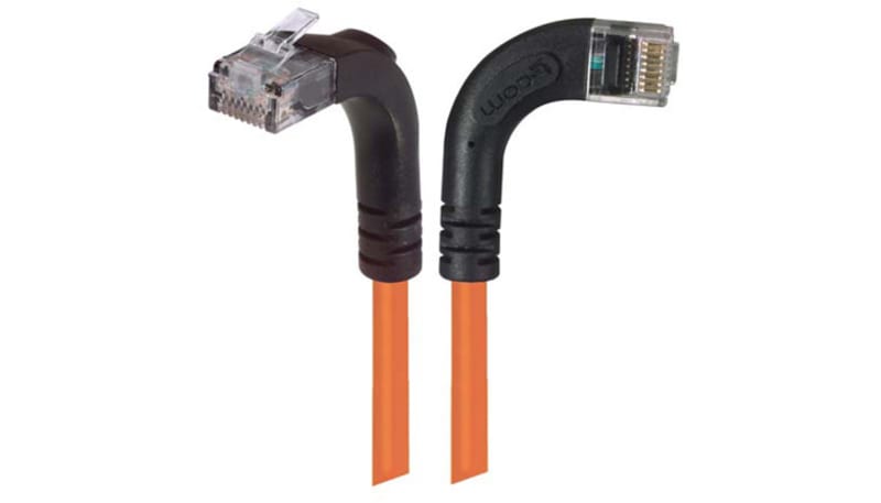 L-com TRD815RA12OR-10 Category 5E RA Patch Cable, RA Right Exit/RA Down ...