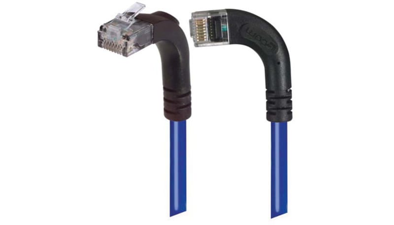 L-com TRD815RA13BL-25 Category 5E RA Patch Cable, RA Right Exit/RA Down ...