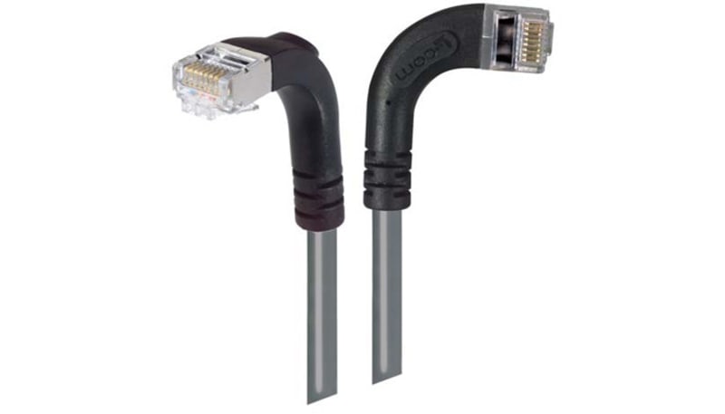 L-com TRD815SRA10GRY-3 Category 5E RJ45 Right Angle Ethernet Patch Cord ...