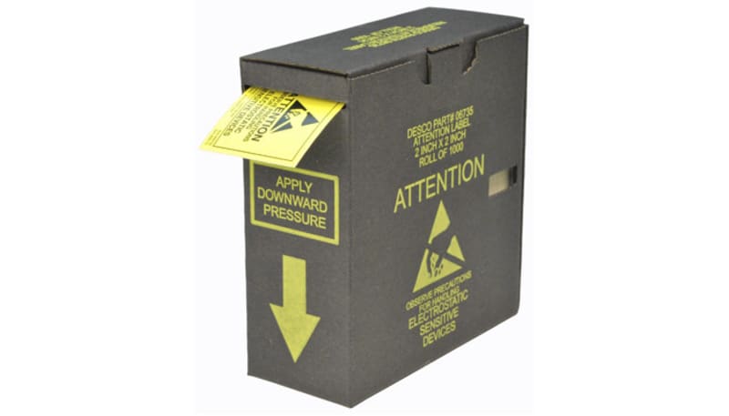 Desco 06735 Attention Label with Dispenser Box, RS-471, 2 in x 2 in ...