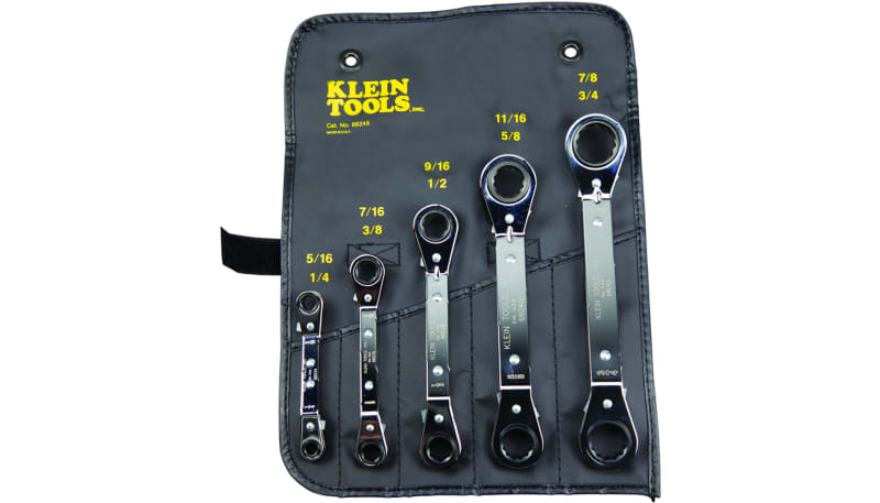Klein Tools 68245 Reversible Ratchet Box Wrench Set 5 Pc