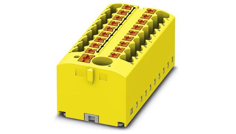 Plug Color Code Yellow Phoenix Contact 3273510 Distribution Block w/Supply, 19-Conn, 500V, 24 ...