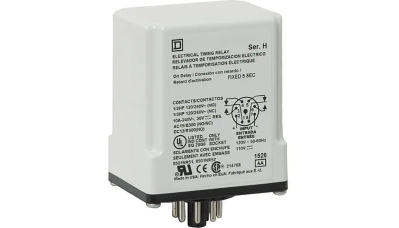 Schneider Electric 9050JCK4F900V14 Time Delay Relay Type 9050, One Shot ...