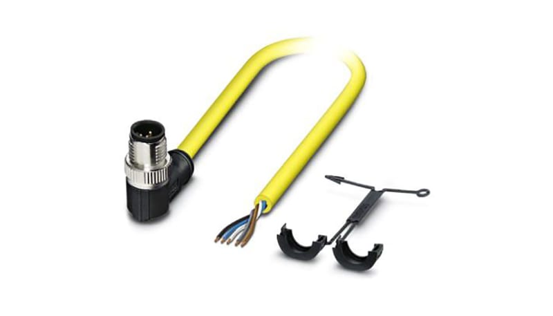 Phoenix Contact 1409634 Cable assembly;M12 male;Right Angle;wire Leads ...