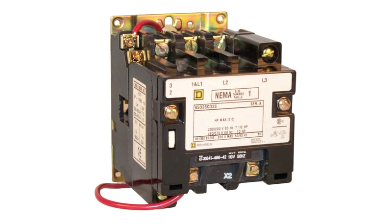 Square D 8502SCO1V03 Non-Reversing Contactor, Size 1, 2-Pole, Open Style