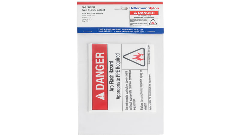 HellermannTyton 596-00904 Arc Flash Label, DANGER APPROPRIATE PPE ...