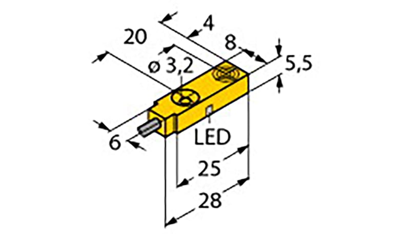 Turck BI2-Q5.5-RP6X/S1235 Inductive Prox Sensor,5.5mm X 8mm X 28mm ...