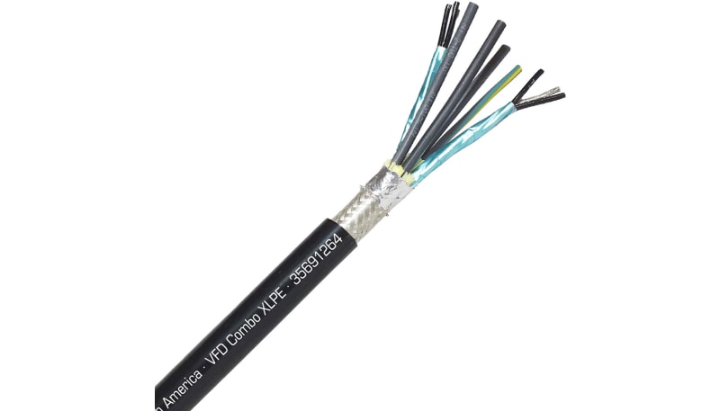SAB 35691264-500 VFD Cable, VFD Combo XLPE, 12 AWG/4c+18/2pr, Shielded ...