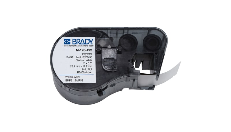 Brady M-120-492 Polyester Ultra Thin Polyester Lab Label Cartridge, 1