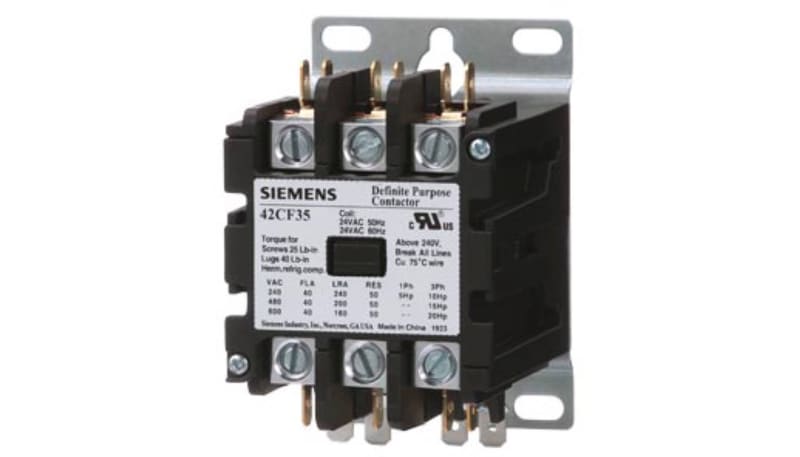 Siemens 42CF35AG Definite Purpose Contactor, 3-Pole, 40A, 208