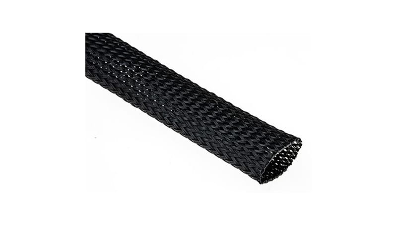 RS PRO 408271 Expandable Braided PET Black Cable Sleeve 25mm Diam