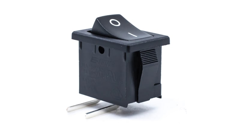 E-Switch / RS PRO R1966ABLKBLKFR Rocker Switch,R1966 Series,SPST,ON-OFF ...