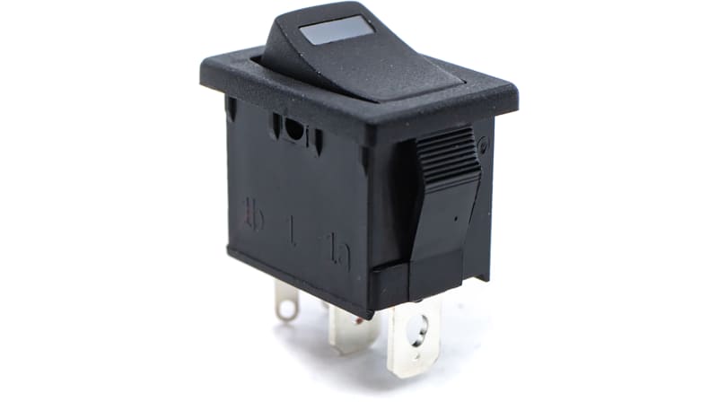 E-Switch / RS PRO R1966ABLKBLKEFBLU Rocker Switch,R1966 Series,SPST,ON ...