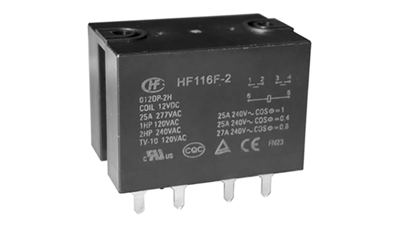 Hongfa HF116F-2/024AP-1HTF(257) Power Relay, 24VAC Coil, 30Amp, 1 Form ...