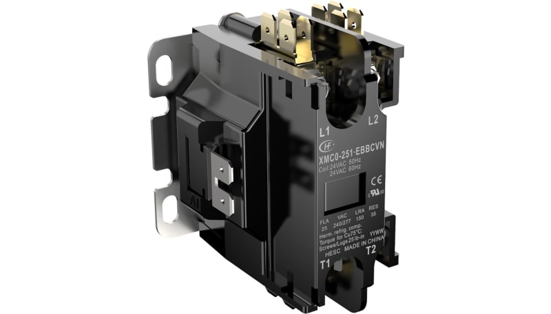 Hongfa XMC0-251.EBBCVN Contactor, 25 FLA,1 pole + shunt, 24VAC, Metal ...