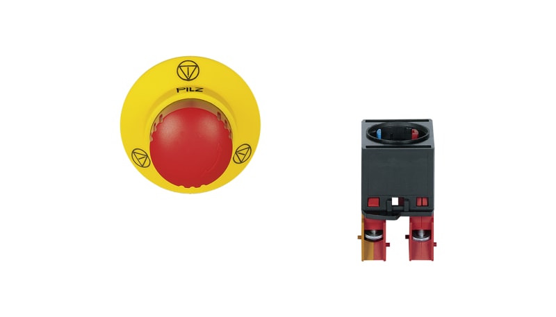 Pilz 400432 E-STOP Button with Contact Block and Monitoring, 1A, 2NC ...