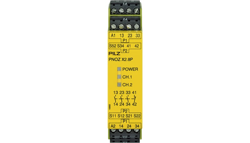 Pilz 777301 Safety Relay, Monitoring, Auto/Man Reset, 1/2 Ch, 3NO 1NC ...