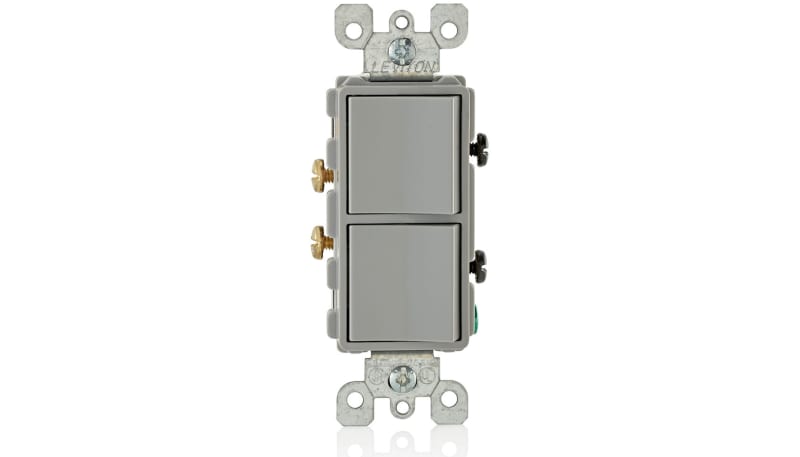 Leviton 5634-GY Combination Switch, Single-Pole, 15A, 120/277V ...