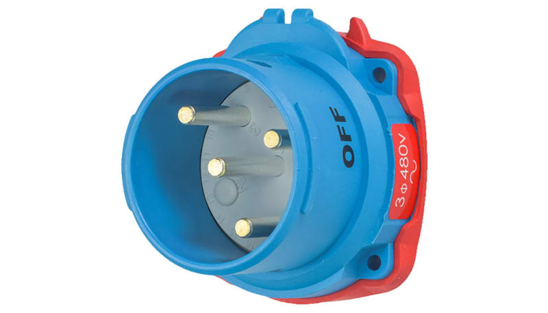 Meltric 63-38043 Inlet Connector, 30A, 480VAC, 15 HP, 3 Pole, No