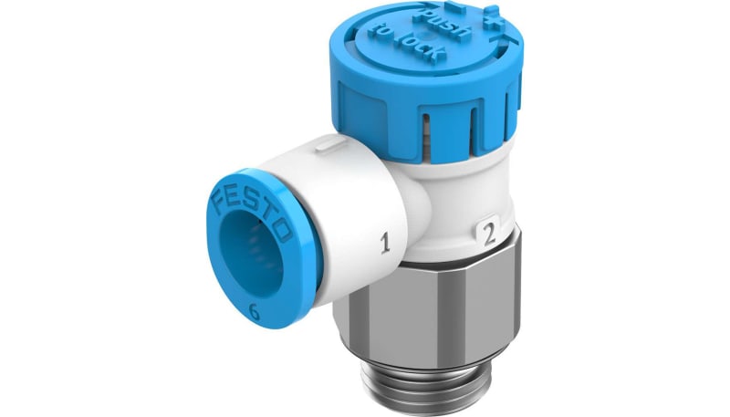 Festo VFOE-LE-T-G18-Q6 Flow Control Valve, One Way, G 1/8 to 6mm