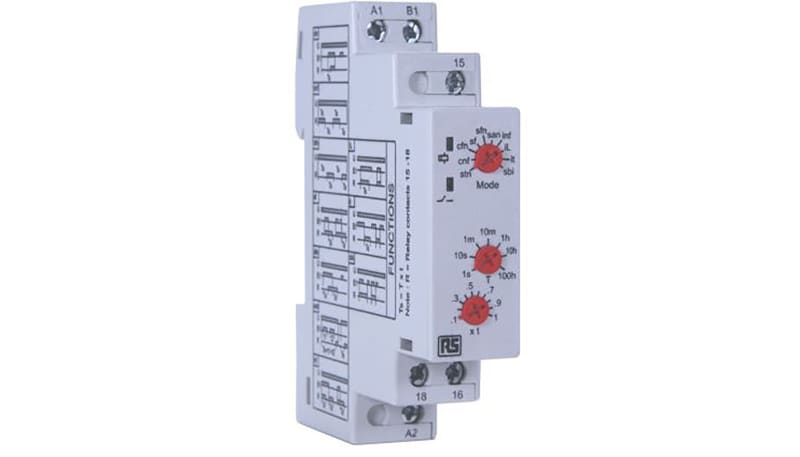 RS PRO 2257037 DIN Rail Mount SPDT Multi Function Timer Relay 12-240VAC ...