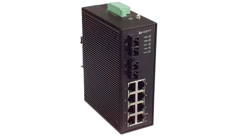 L-com IES-2210-S80 IES-Series 10 Port Industrial Ethernet Switch 8x ...