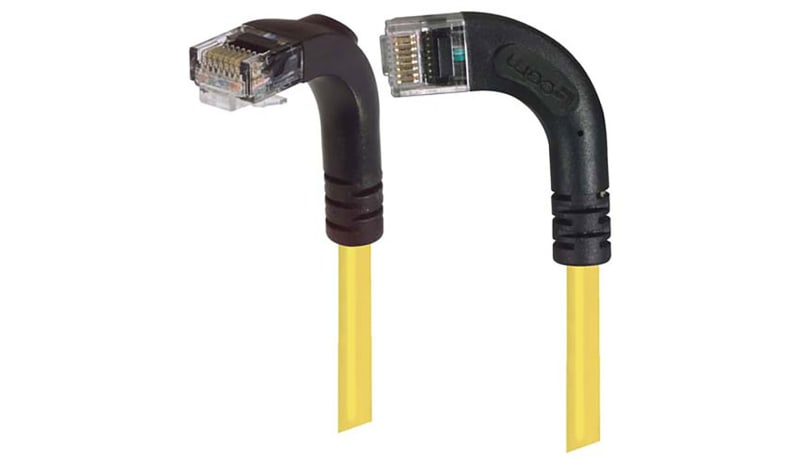 L-com TRD695RA11Y-1 Category 6 Right Angle Patch CableRA Left Exit ...