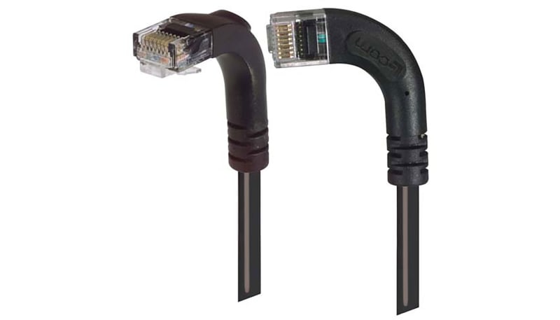 Angled Bar Code L-com TRD695RA11BLK-7 Category 6 Right Angle Patch CableRA Left Exit ...