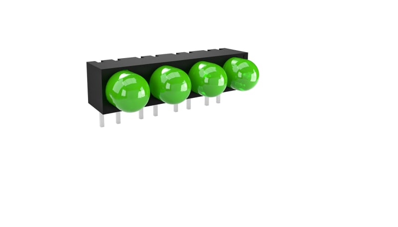 Dialight 550-0205-004F LED, CBI, green, square back housing, quad block ...