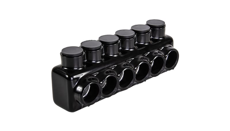 POLARIS IPL350-6 Multi-Tap Pre-Insulated Connector, 6 Port Black , 350 ...