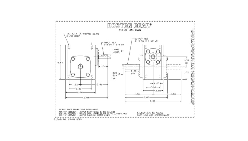 Boston Gear (Altra) 713-5-G Speed Reducer, Gearbox, Right Angle Worm ...