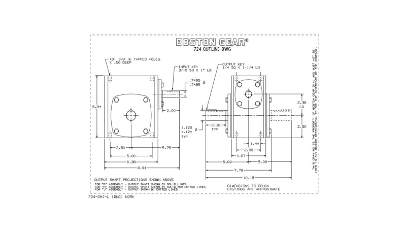 Boston Gear (Altra) 724-40-H Speed Reducer, Gearbox, Right Angle Worm ...
