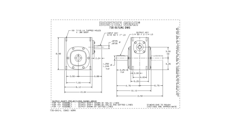 Boston Gear (Altra) 730-50-J Speed Reducer, Gearbox, Right Angle Worm ...