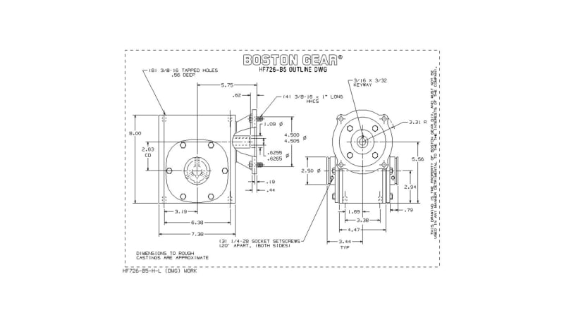 Boston Gear (Altra) HF726-20-B5-H-P24 Speed Reducer, Gearbox, Right ...