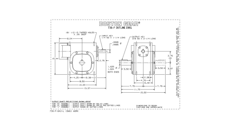 Code Line Reducer Boston Gear (Altra) 738-60F-G Speed Reducer, Gearbox, Right Angle Worm ...