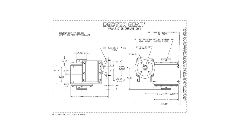 Boston Gear (Altra) HFWC730-100-B5-H-P35 Speed Reducer, Gearbox, Right ...