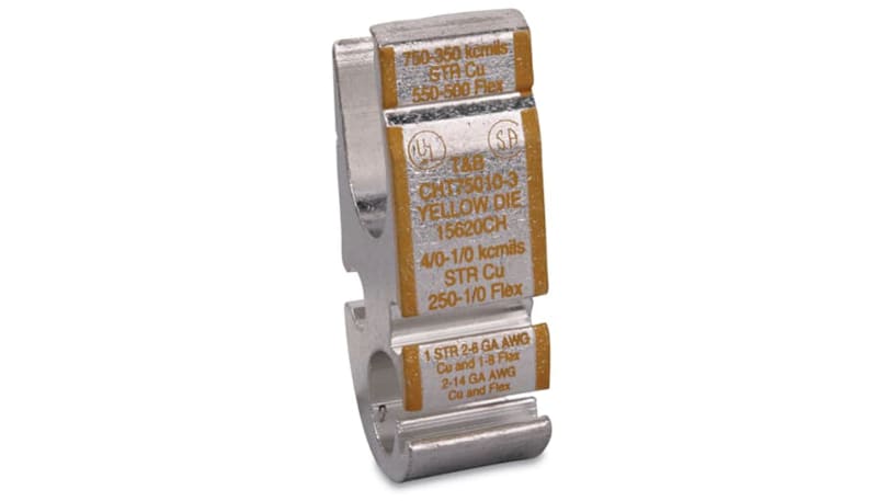 Color-Keyed by ABB CHT75010-3WC Lug, CU HTAP W/CVR 750-350 BR4/0-1/0 YEL