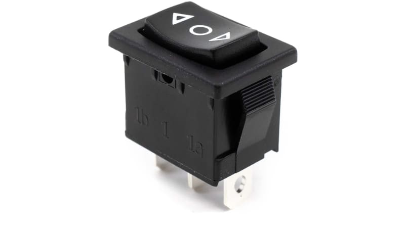 E-Switch / RS PRO R1966DBLKBLKHF Rocker Switch, SPDT, ON-OFF-ON, 15A ...