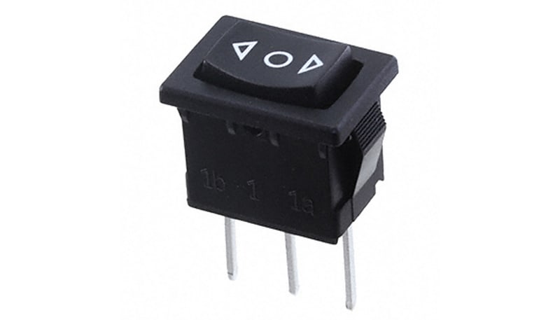 E-Switch / RS PRO R1966IBLKBLKHP Rocker Switch, SPDT, (ON)-OFF-(ON ...