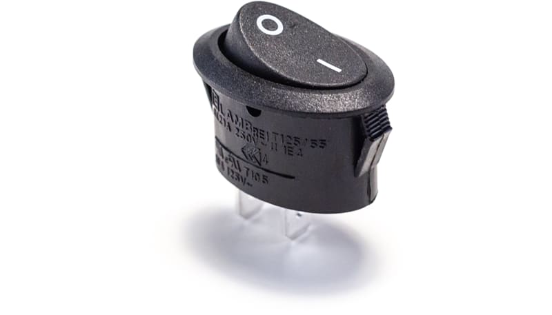 1 Ruswitch Rear View E-Switch / RS PRO RE11131121 Rocker Switch, SPST, OFF-ON, 10A, 125V AC ...