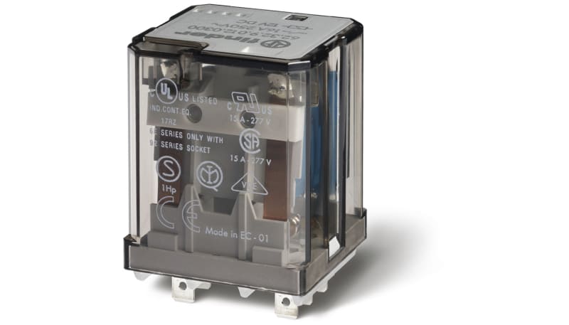 Finder 62.32.8.120.4000 Plug-In Power Relay, DPDT 15A , 120V AC Coil ...
