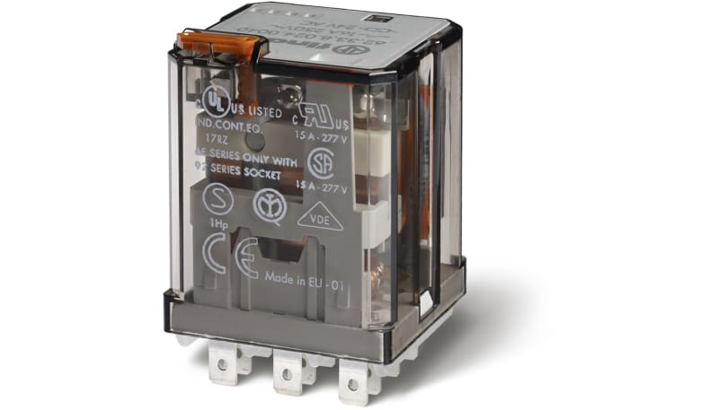 Finder 62.33.8.024.4040 Plug-In Power Relay, 3PDT 15A , 24V AC coil ...