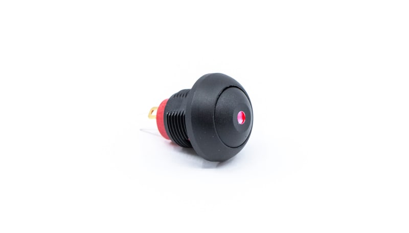 E-Switch / RS PRO RP8100B2M1CEBLKBLKRED Pushbutton Switch, SPST,OFF-(ON ...