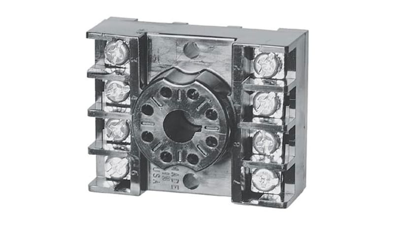 Custom Connector / RS PRO OT08-PC Relay Socket, 8 Pin, 2 Pole, DIN Rail ...