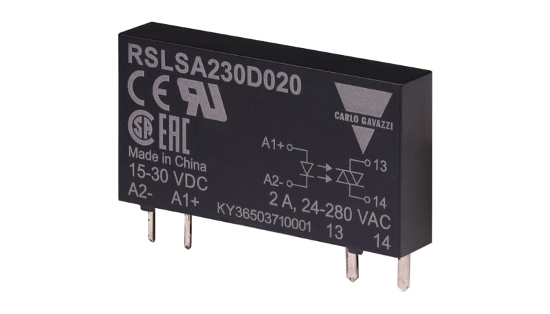 Carlo Gavazzi, Inc. RSLSA230D020 Solid State Relay, Plug-In, 1-Pole, OP ...