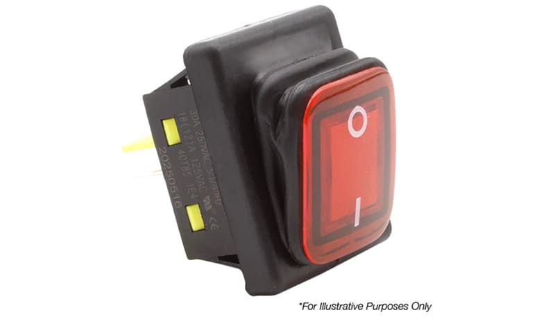 Bulgin S7510T250R Illuminated Red Waterproof ON-OFF Rocker Switch, 120V ...