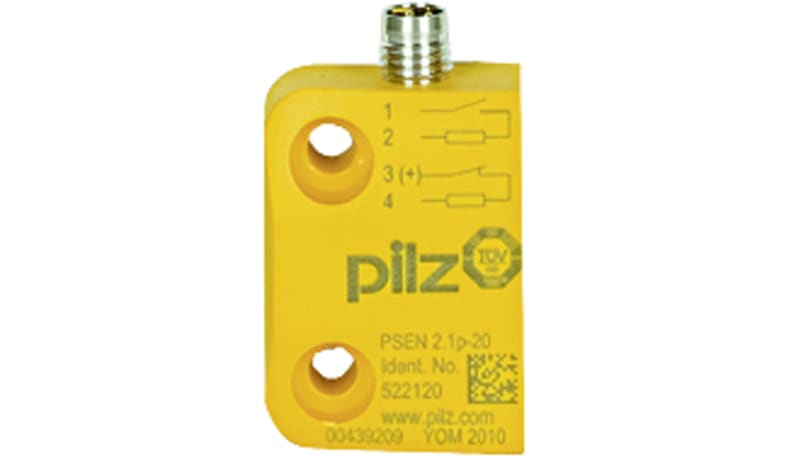 Pilz 522120 Magnetic safety switch 1NO/1NC, 4-pin M8 connector, square ...