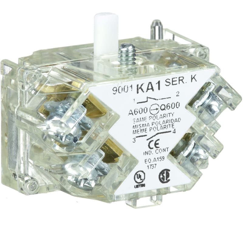 Square D 9001KA1 30mm Contact Block – 1 NO + 1 NC, 10A AC/DC, Screw Terminals