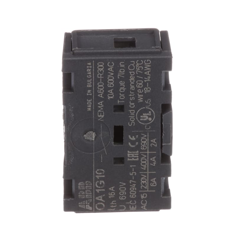 ABB OA1G10 Auxiliary Contact, 1NO, 16A, 600VAC - Main Image