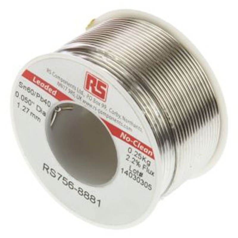 RS PRO 7568881 Solder Wire 60/40 Tin/Lead 0.047in (1.2mm) 361.4F